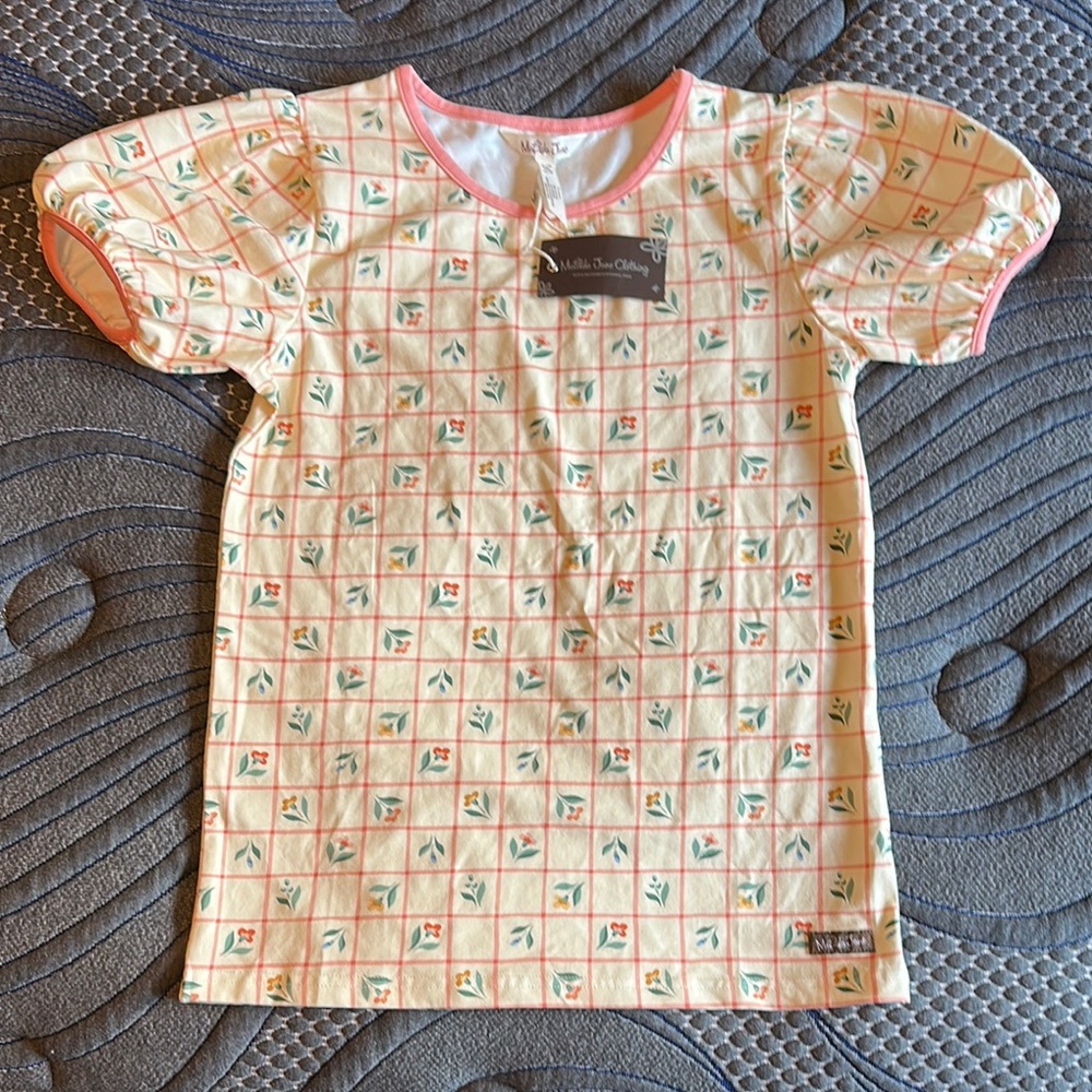 Matilda Jane Floral Kids Blouse with Pink Trim